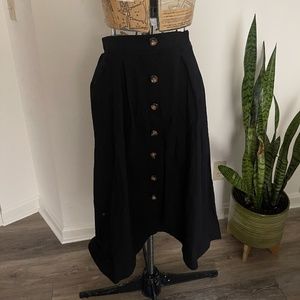 Naggoo Size LargeHigh Waisted Fake button Up Black Skirt New w/ tags